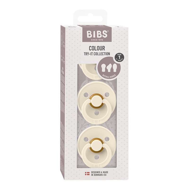 BIBS Try-It Collection - 3 διαφορετικές πιπίλες - Colour - Μέγ. 1 - Ivory