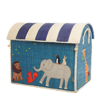 RICE Raffia Maison de rangement - Animaux - Grand