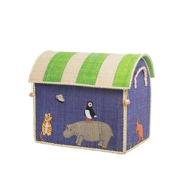 RICE Raffia Storage House - Animals - Small