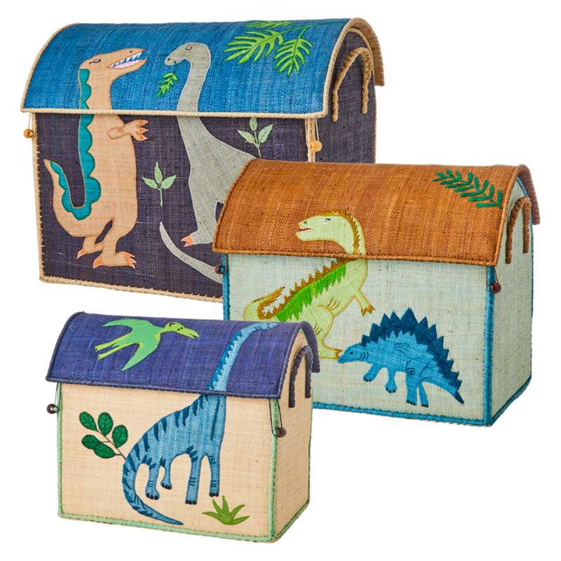 RICE Raffia Storage House - Dinosaur - Medium