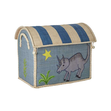 RICE Raffia Úložný dům - Nový Dinosaur - Malý 