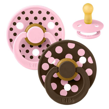 BIBS Kulatá Colour Sut - 2balení - vel. 2 - přírodní guma - Polka Studio - Baby Pink/Mocha 