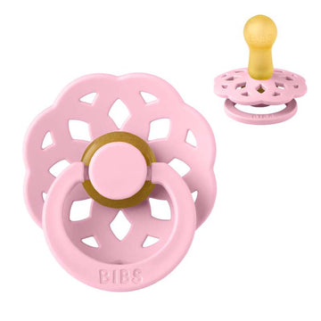 BIBS Tétine Boheme Ronde - t. 2 - caoutchouc naturel - Rose bébé 
