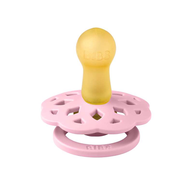 BIBS Tétine Boheme Ronde - t. 2 - caoutchouc naturel - Rose bébé 