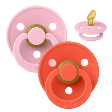 BIBS Anatomisk Colour Sut - 2-Pak - Str. 1 - Naturgummi - Baby Pink/Tango