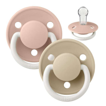BIBS Okrúhly De Lux cumlík - 2-balenie - Onesize - Silikón - GLOW - Blush/Vanilla