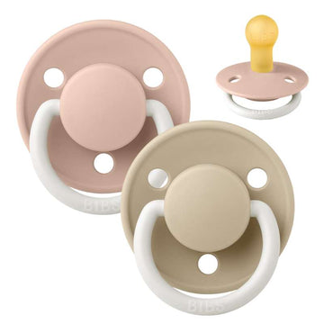 Bibs De Lux Fopspeen - 2-Pak - mt. 1 - natuurrubber - GLOW - Blush/Vanille 