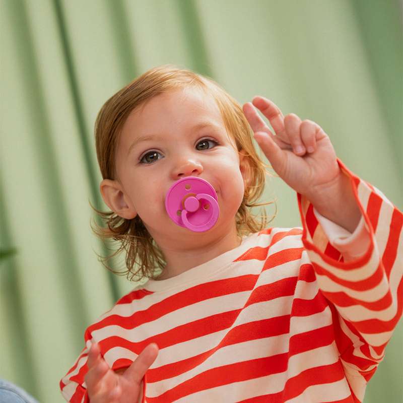 BIBS Sucette Ronde Colour - Taille 2 - Caoutchouc naturel - Bubblegum