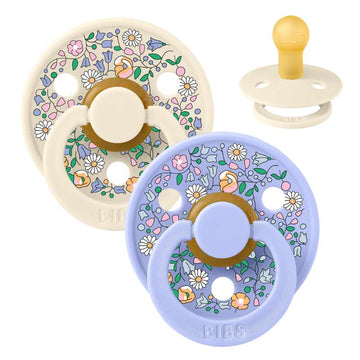 BIBS Okrogla barvna duda - 2-pack - št. 1 - naravna guma - Liberty - Chloe Meadow/Ivory Mix 