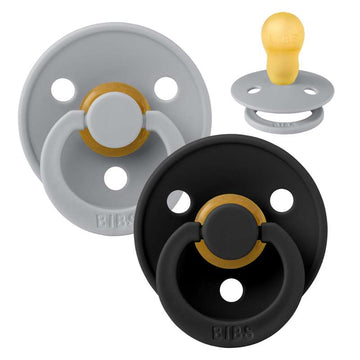 Bibs Кръгъл Colour Биберон - 2 опаковки - р-р 3 - естествен каучук - Облак/Черен 