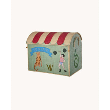 RICE Raffia Opbevaringshus - Fun Fair Theme - Stor - Blå/Grøn