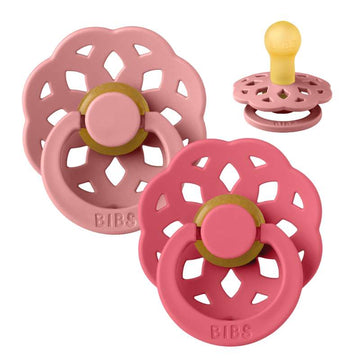 Bibs Boheme Pacifier - 2-Pack - sz. 1 - natural rubber - Dusty Pink/Coral 