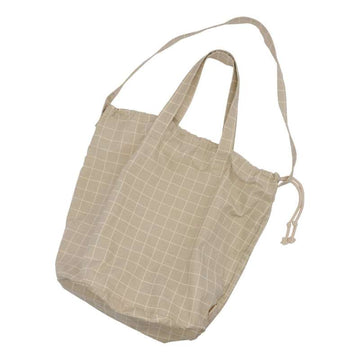 HAPS Nordic Shopping Bag with Drawstring Closure - Oyster Grey Check