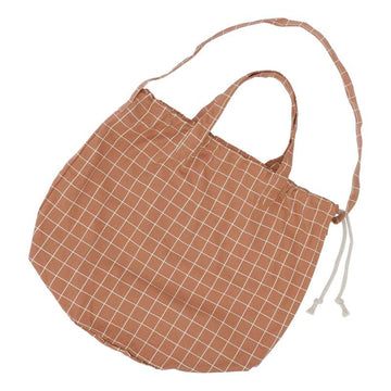 HAPS Nordic Shopping Bag with Drawstring Closure - Terracotta Check