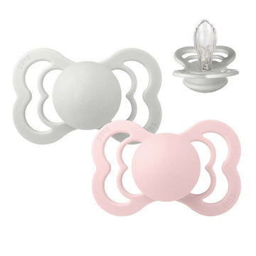 BIBS Symmetrical Supreme Pacifier - 2-Pack - Size 2 - Silicone - Haze/Blossom