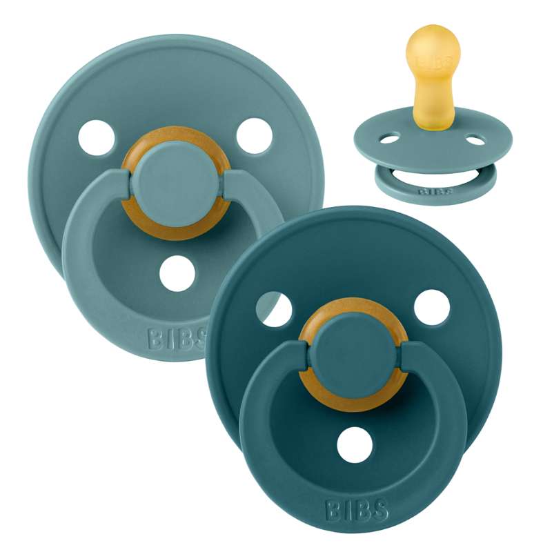 Bibs Кръгъл Colour Биберон - 2-пак - р-р 2 - естествен каучук - Островско море/Горско езеро 