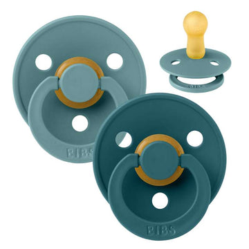 Bibs Кръгъл Colour Биберон - 2-пак - р-р 2 - естествен каучук - Островско море/Горско езеро 