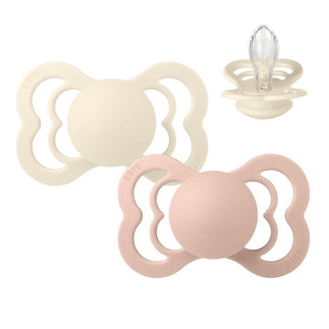 BIBS Symmetrisk Supreme smokk - 2-pakning - Str. 2 - Silikon - Ivory/Blush