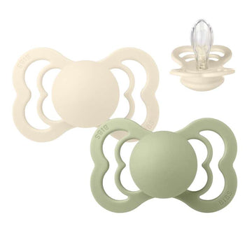 BIBS Supreme Smokk - 2-pak - Str. 2 - Silikon - Ivory/Sage