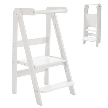 {{3c27b2b2bdea475fd0b559f564e86d6e25}} Learning tower - Foldable - Wood - White 