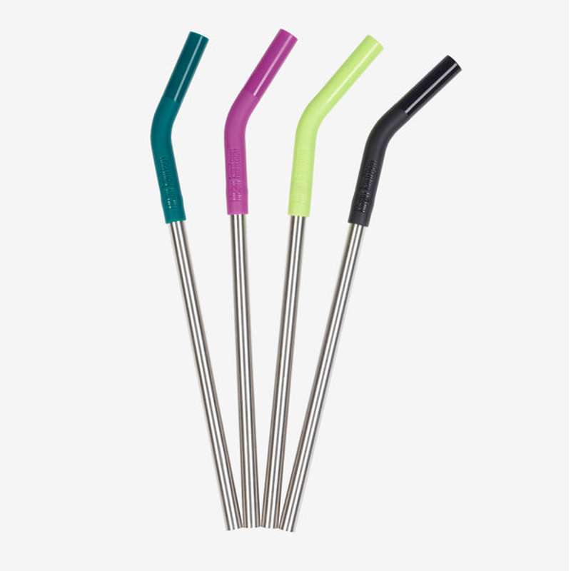 Klean Kanteen Stainless Steel Straws with Silicone Tip - 4-Pack - 8mm - Multi Color 