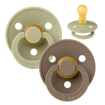 Bibs Rund Colour Schnuller - 2-Pack - Gr. 2 - Naturkautschuk - Khaki/Dunkel Eiche 