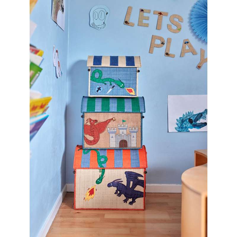 RICE Raffia Úložné domy - Drak - 3 ks. 