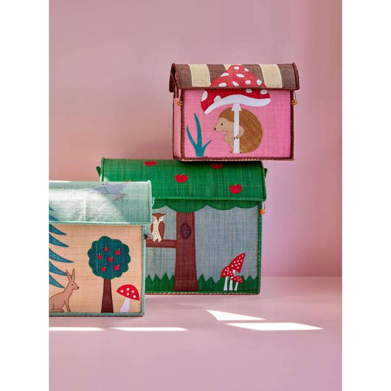RICE Raffia Opberghuisjes - Happy Forest - 3 stuks 