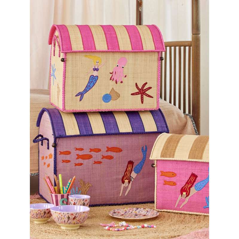 RICE Raffia úložné domčeky - Morská víla - 3 ks. 