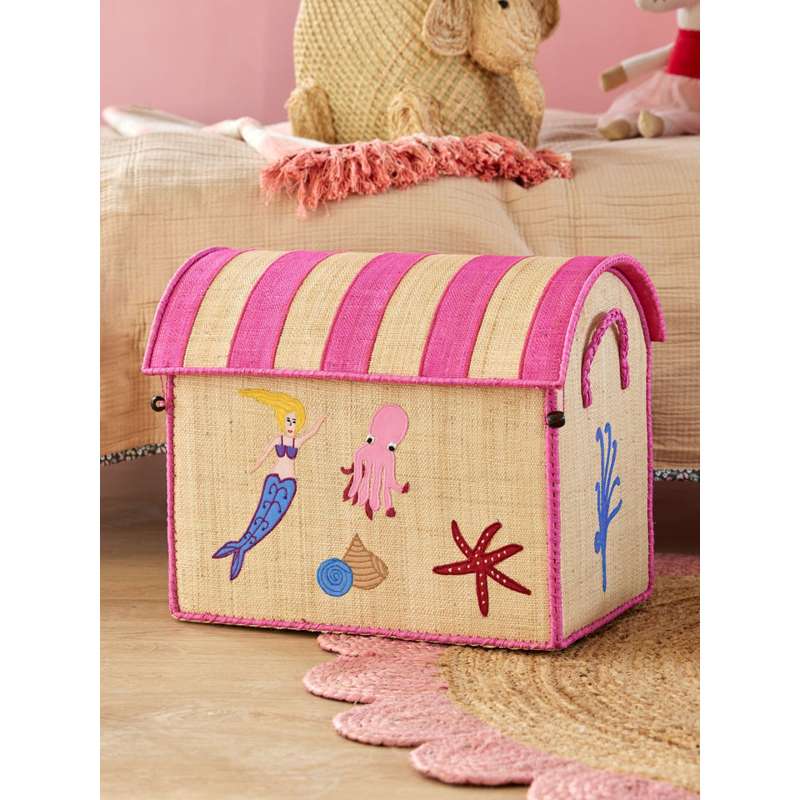 RICE Raffia Úložný dom - Morská panna - Stredný 