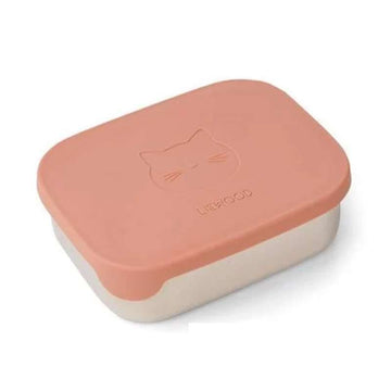 Liewood Arthur Ruminddelt Madkasse - Stål/Silikone - Cat/Dark Rose