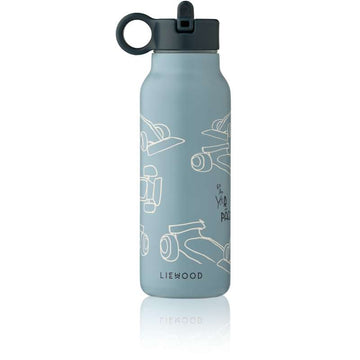Liewood Falk fľaša na pitie - nehrdzavejúca oceľ - 350 ml - pretekárske autá/Beach blue 