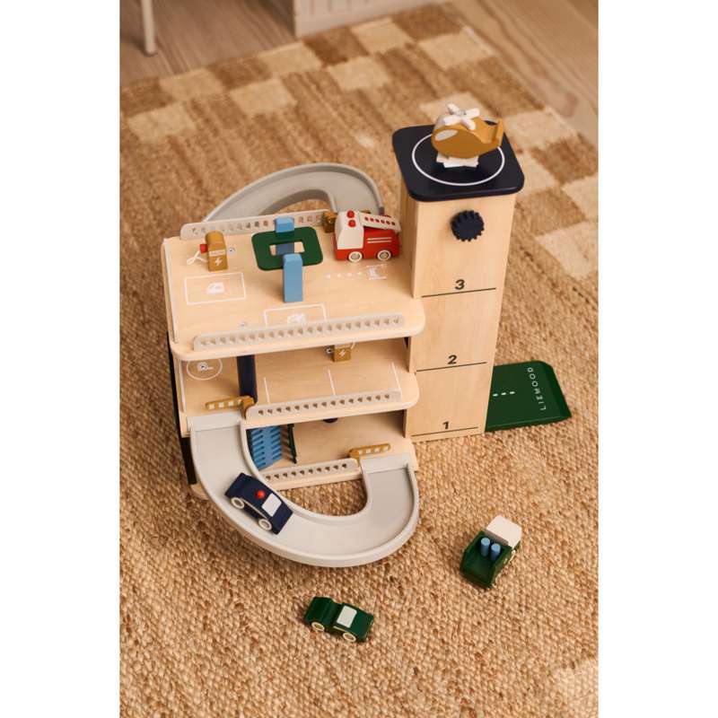 Liewood Torre parcheggio multi-gioco Jordy in legno - Beach Blue Multi Mix