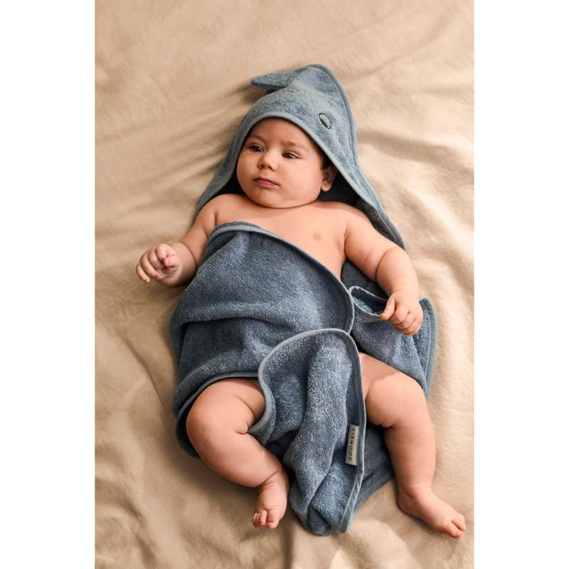 Liewood Albert Badehåndklæde m. Hætte - Dino - Beach Blue