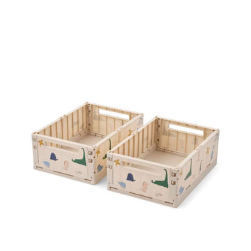 Liewood Weston Storage Box - Medium - 2-Pack - Dino Roar/Sandy