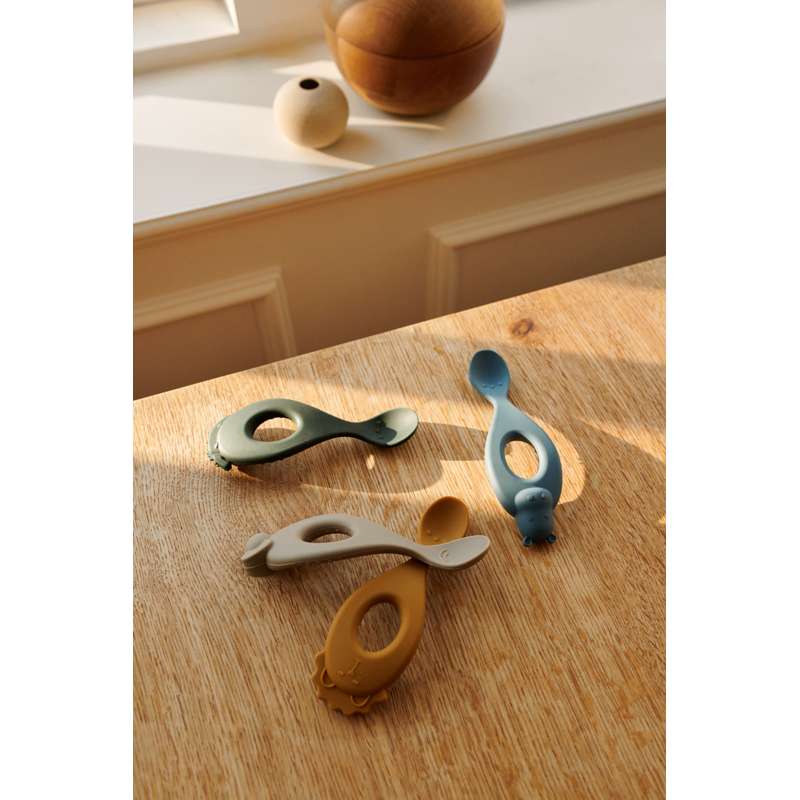 Liewood Liva Bløde Babyskeer - 4-pak - Silikone - Safari/Blue Multi Mix