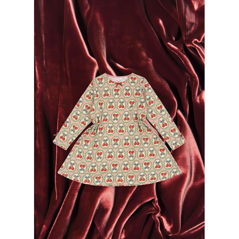 Konges Sløjd Drey - Pitkähihaista Mekko - GOTS - Kirsikkasolka 