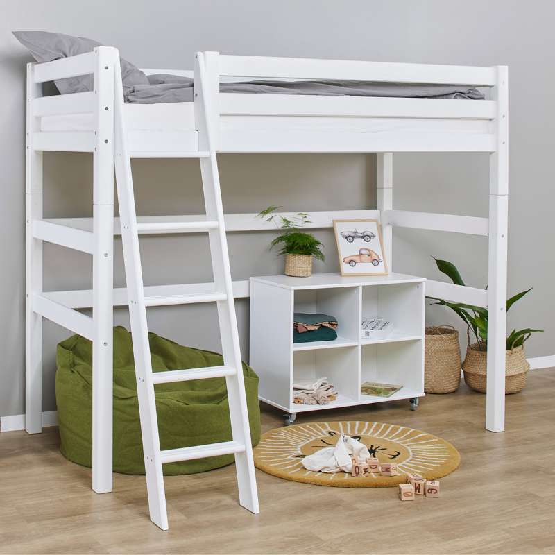 Hoppekids ECO Luxury - Lit mezzanine - 90x200 cm. - Échelle inclinée - Blanc