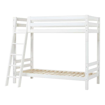 Hoppekids ECO Luxury - High Bunk Bed - 90x200 cm. - Slanted Ladder - White 