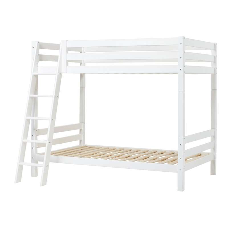 Hoppekids ECO Luxury - High Bunk Bed - 120x200 cm. - Slanted Ladder - White 