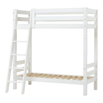 Hoppekids ECO Luxury - High Bunk Bed - 70x160 cm. - Slanted Ladder - White 