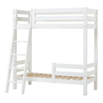 Hoppekids ECO Luxury - High Bunk Bed - 70x160 cm. - Two Bed Rails and Slanted Ladder - White 