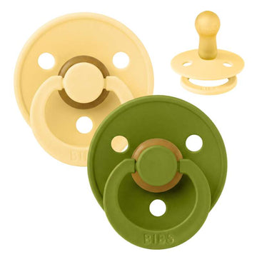 BIBS Rund Colour Sut - 2-Pak - Str. 2 - Naturgummi - Pale Butter/Wasabi