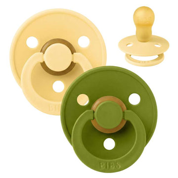 BIBS Rund Colour Sut - 2-Pak - Str. 3 - Naturgummi - Pale Butter/Wasabi