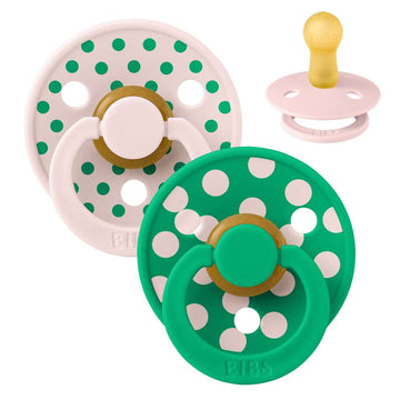 BIBS Okrągły smoczek Colour - 2-pak - roz. 2 - kauczuk naturalny - Polka Studio - Płatki/Kaktus 