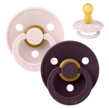 BIBS Pacifier Colour 2 PACK Latex Size 2 Petal/Plum