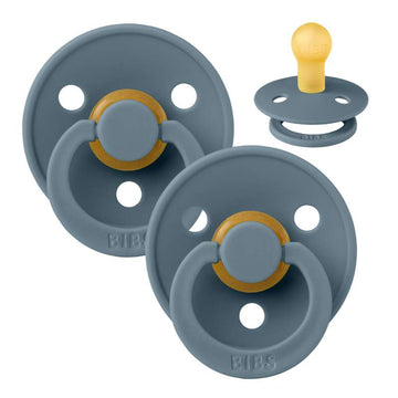 BIBS Sucette Ronde Colour - Lot de 2 - Taille 1 - Caoutchouc naturel - Pétrole/Pétrole