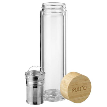 Pulito PureTeaMug Thermos Flask in Glass - with Tea Infuser - 500ml