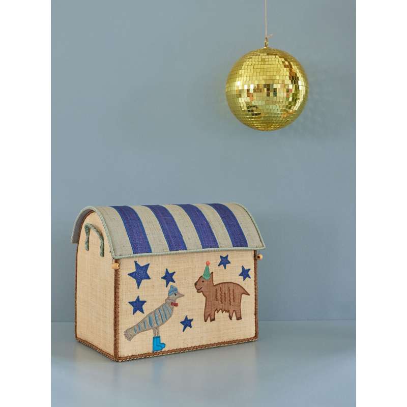 RICE Raffia Varastotalo - Juhlija - Sininen - Keskikoko 