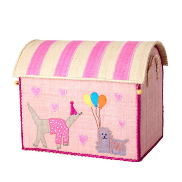 RICE Raffia Storage House - Party Animal - Light Pink - Medium